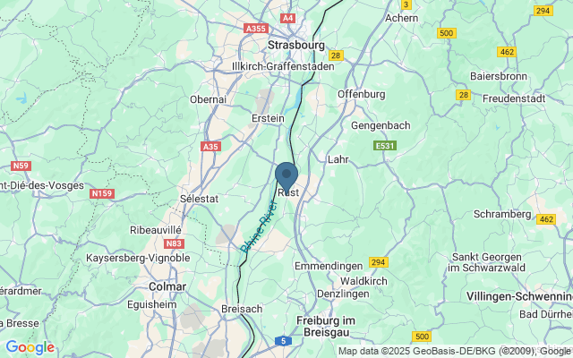 Kaart met locatie Europa-Park in Rust